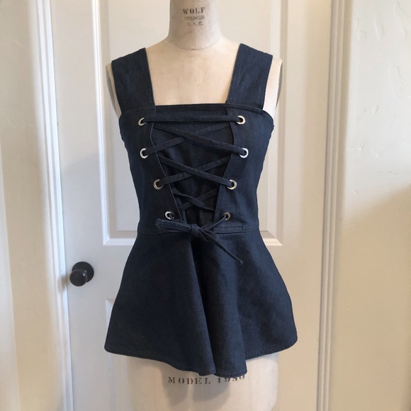 See By Chloe Tops - See by Chloe Denim Lace Up Top